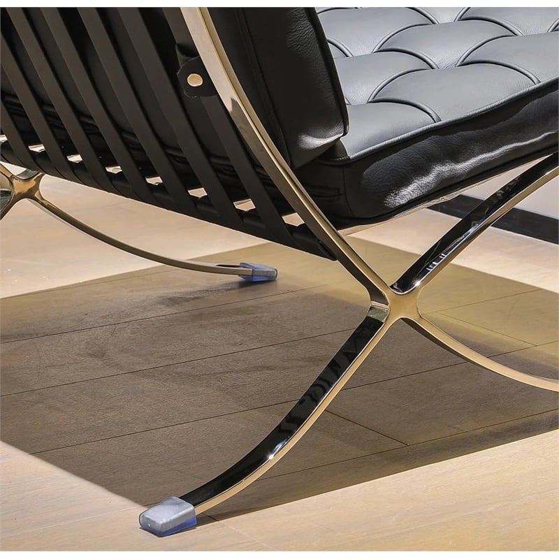 Afuera Living 30-Inch Black Genuine Leather Button-Tufted Accent Chair