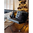 Afuera Living 30-Inch Black Genuine Leather Button-Tufted Accent Chair