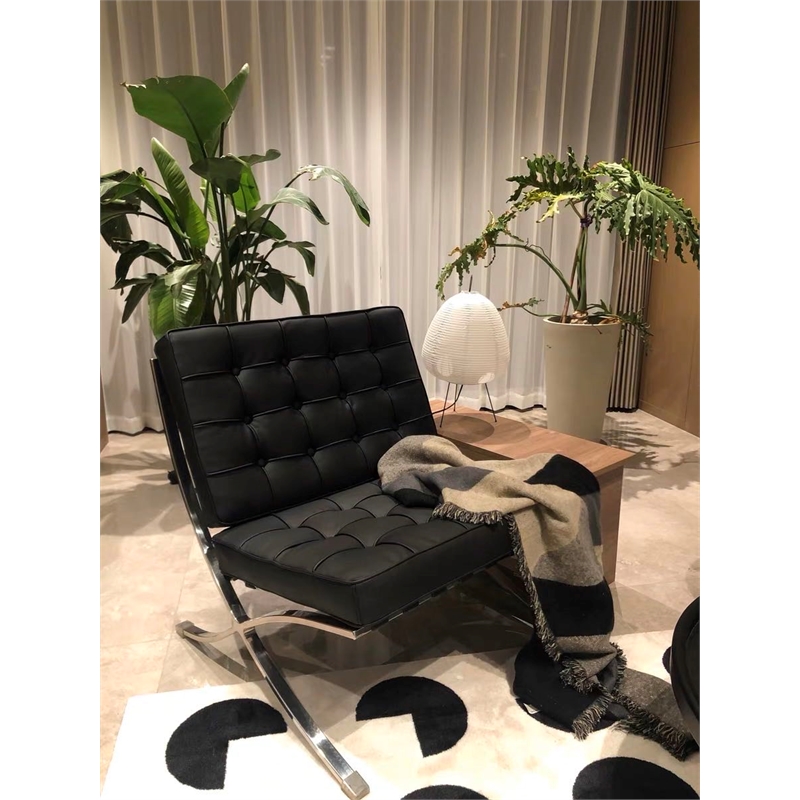 Afuera Living 30-Inch Black Genuine Leather Button-Tufted Accent Chair