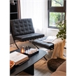 Afuera Living 30-Inch Black Genuine Leather Button-Tufted Accent Chair