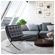 Afuera Living 30-Inch Black Genuine Leather Button-Tufted Accent Chair