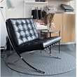 Afuera Living 30-Inch Black Genuine Leather Button-Tufted Accent Chair