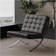 Afuera Living 30-Inch Black Genuine Leather Button-Tufted Accent Chair