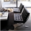 Afuera Living 30-Inch Black Genuine Leather Button-Tufted Accent Chair