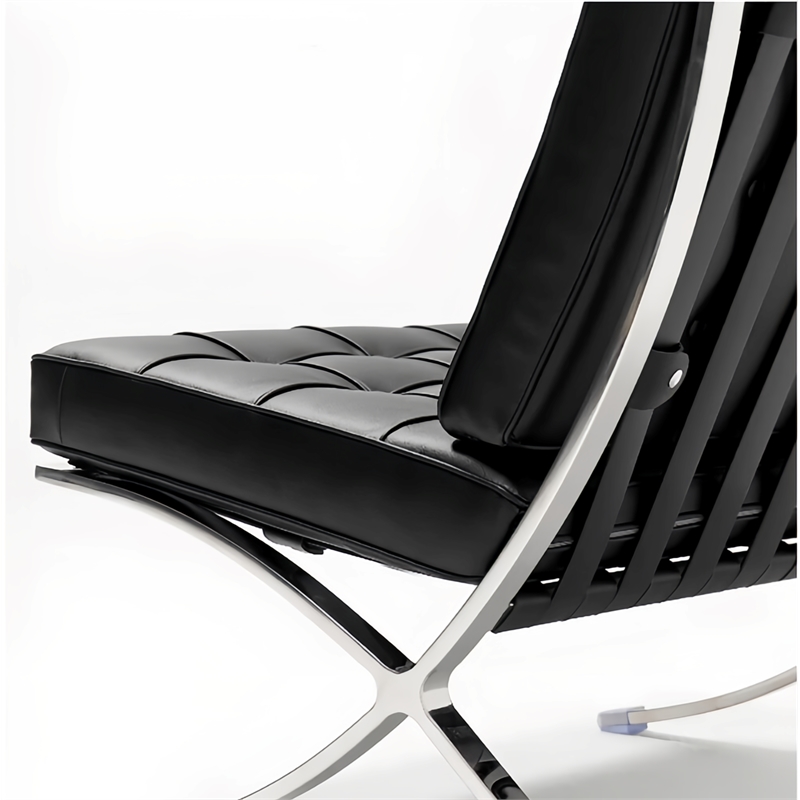 Afuera Living 30-Inch Black Genuine Leather Button-Tufted Accent Chair