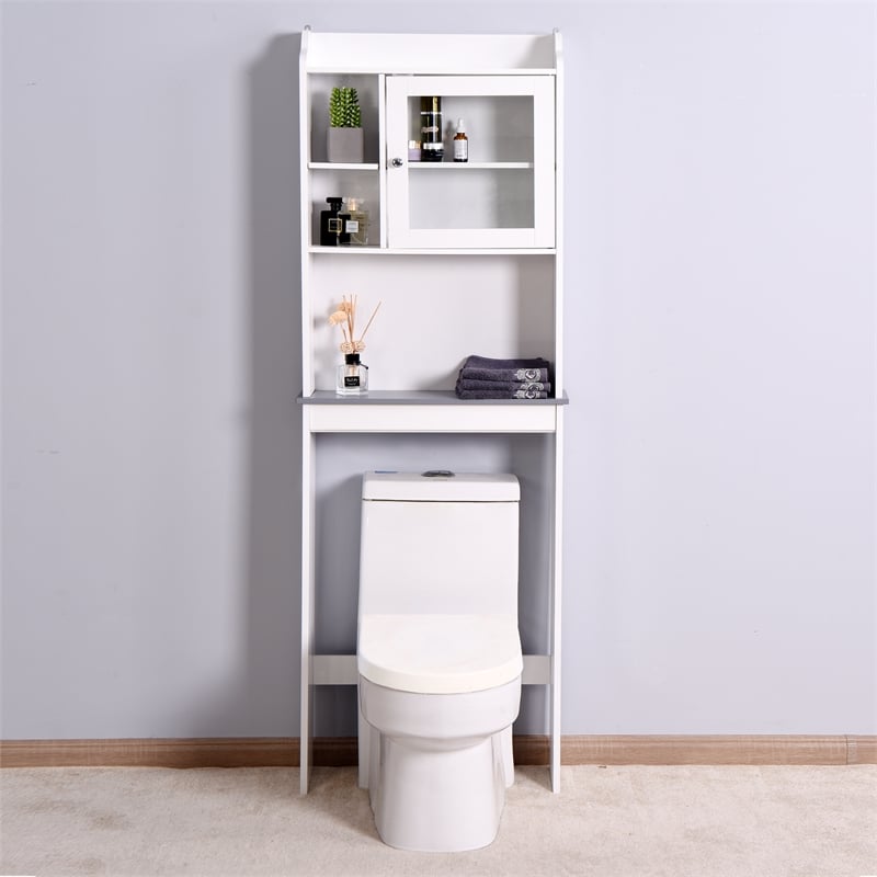 Afuera Living Contemporary White Over-The-Toilet Wood Storage Cabinet