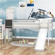 Afuera Living Gray Full Loft Bed with Slide & Stairs & Chalkboard