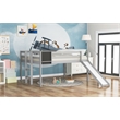 Afuera Living Gray Full Loft Bed with Slide & Stairs & Chalkboard