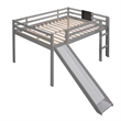 Afuera Living Gray Full Loft Bed with Slide & Stairs & Chalkboard