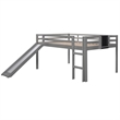 Afuera Living Gray Full Loft Bed with Slide & Stairs & Chalkboard