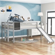 Afuera Living Gray Full Loft Bed with Slide & Stairs & Chalkboard
