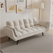 Afuera Living Beige Velvet Convertible Sofa Bed for Small Spaces