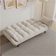 Afuera Living Beige Velvet Convertible Sofa Bed for Small Spaces