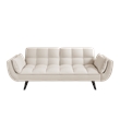 Afuera Living Beige Velvet Convertible Sofa Bed for Small Spaces