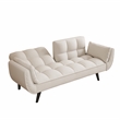 Afuera Living Beige Velvet Convertible Sofa Bed for Small Spaces