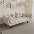 Afuera Living Beige Velvet Convertible Sofa Bed for Small Spaces