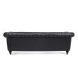 Afuera Living 84-Inch Black Chesterfield 3-Seater PU Leather Sofa