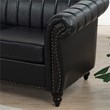 Afuera Living 84-Inch Black Chesterfield 3-Seater PU Leather Sofa