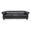 Afuera Living 84-Inch Black Chesterfield 3-Seater PU Leather Sofa