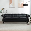 Afuera Living 84-Inch Black Chesterfield 3-Seater PU Leather Sofa