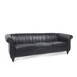 Afuera Living 84-Inch Black Chesterfield 3-Seater PU Leather Sofa