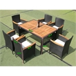 Afuera Living 7-Piece Outdoor Wicker Dining Set with Acacia Wood Table