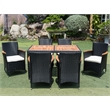 Afuera Living 7-Piece Outdoor Wicker Dining Set with Acacia Wood Table