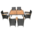 Afuera Living 7-Piece Outdoor Wicker Dining Set with Acacia Wood Table