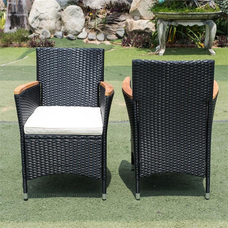 Afuera Living 7-Piece Outdoor Wicker Dining Set with Acacia Wood Table