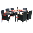 Afuera Living 7-Piece Outdoor Wicker Dining Set with Acacia Wood Table