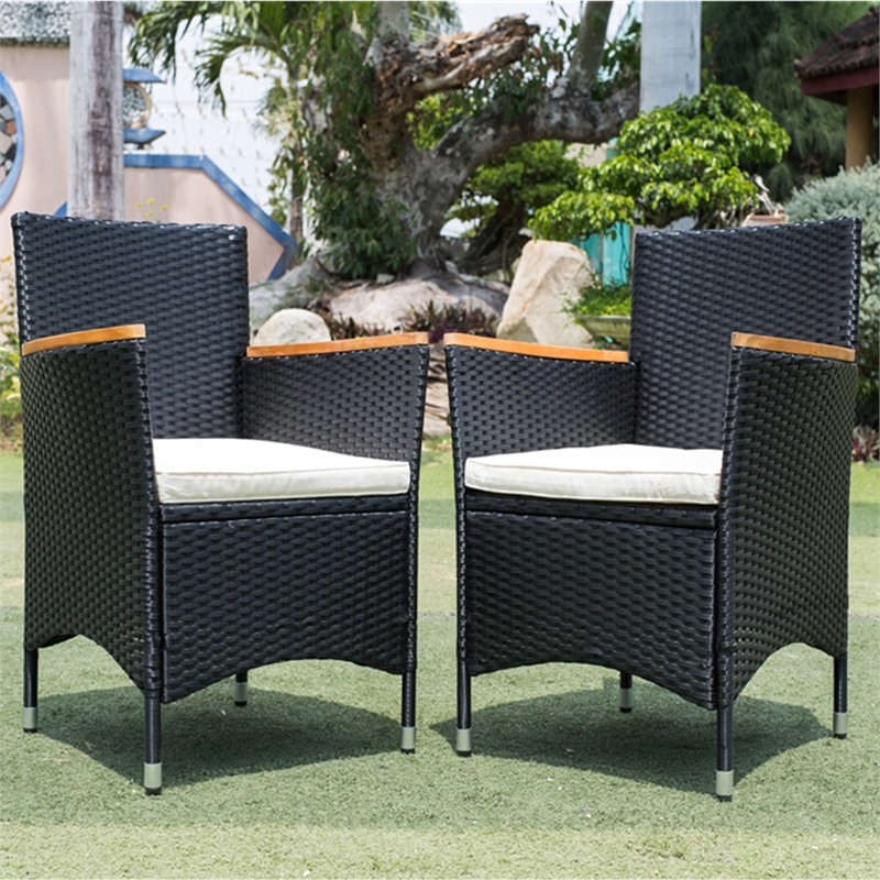 Afuera Living 7-Piece Outdoor Wicker Dining Set with Acacia Wood Table