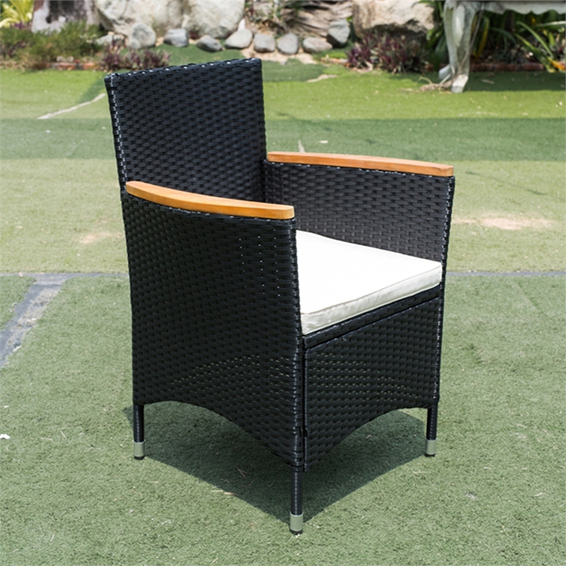 Afuera Living 7-Piece Outdoor Wicker Dining Set with Acacia Wood Table