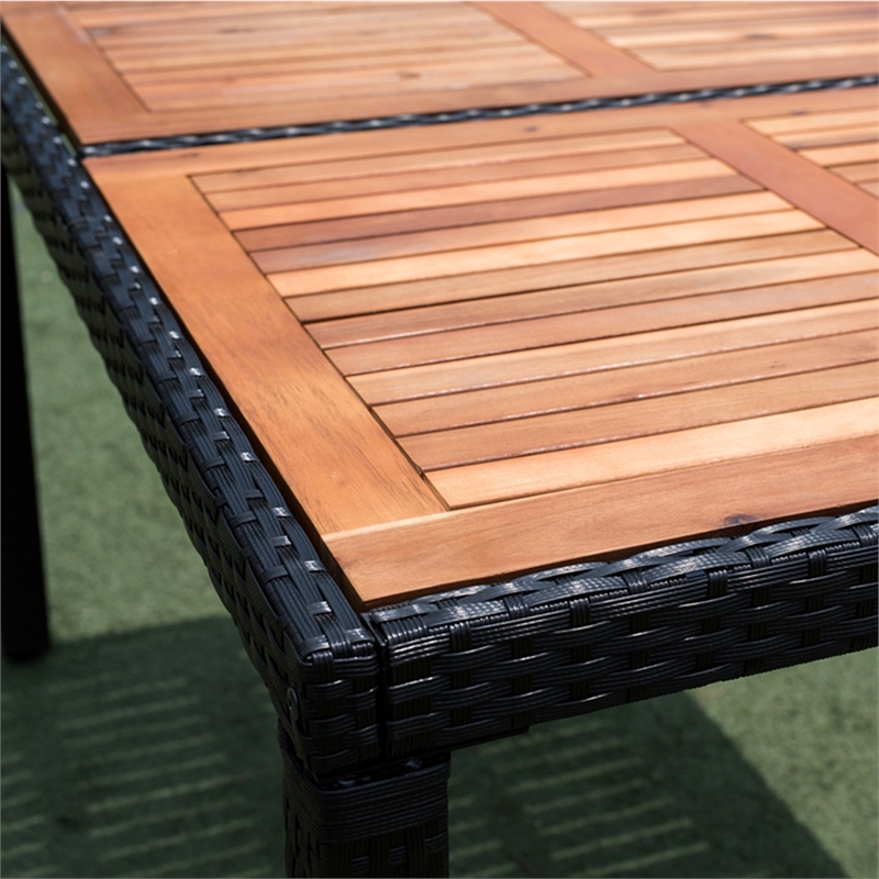 Afuera Living 7-Piece Outdoor Wicker Dining Set with Acacia Wood Table