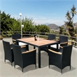 Afuera Living 7-Piece Outdoor Wicker Dining Set with Acacia Wood Table