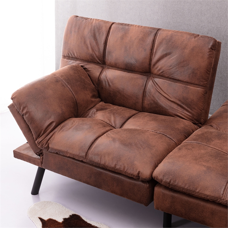 Afuera Living Brown Convertible Folding Sofa Bed with Memory Foam