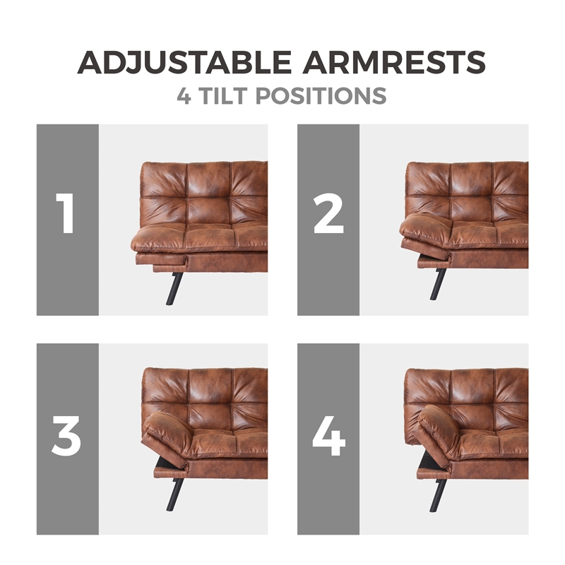 Afuera Living Brown Convertible Folding Sofa Bed with Memory Foam