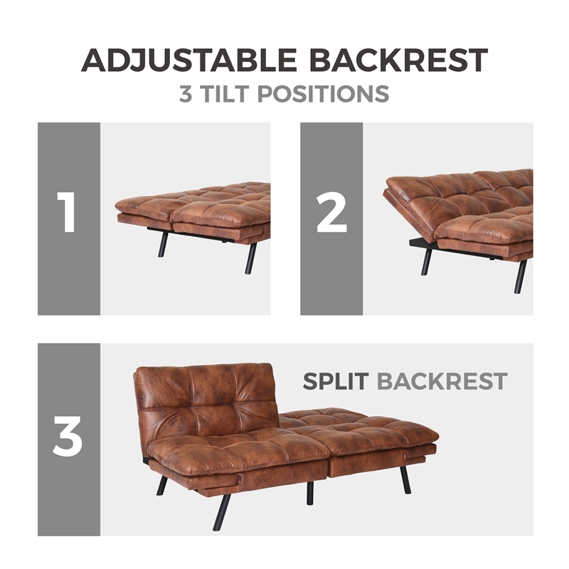 Afuera Living Brown Convertible Folding Sofa Bed with Memory Foam