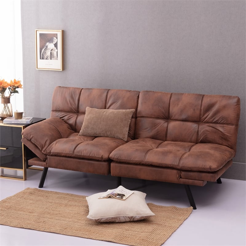 Afuera Living Brown Convertible Folding Sofa Bed with Memory Foam