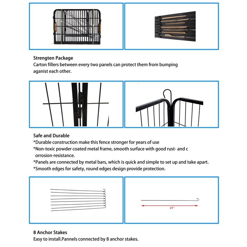 Afuera Living Contemporary 40-Inch 8-Panel Iron Pet Playpen with Gate