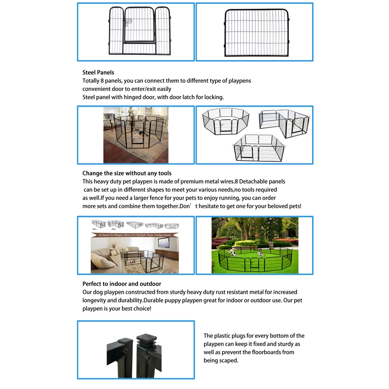 Afuera Living Contemporary 40-Inch 8-Panel Iron Pet Playpen with Gate