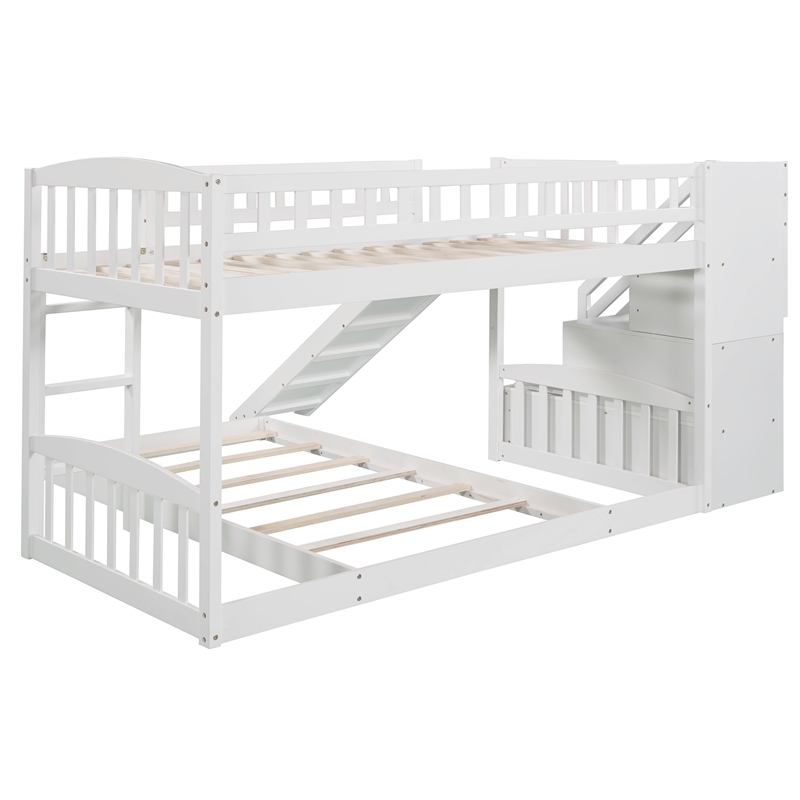 Afuera Living Twin-Over-Twin Stairway Bunk Bed with Slide and 2 Drawers