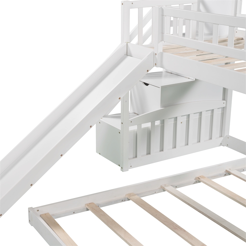 Afuera Living Twin-Over-Twin Stairway Bunk Bed with Slide and 2 Drawers