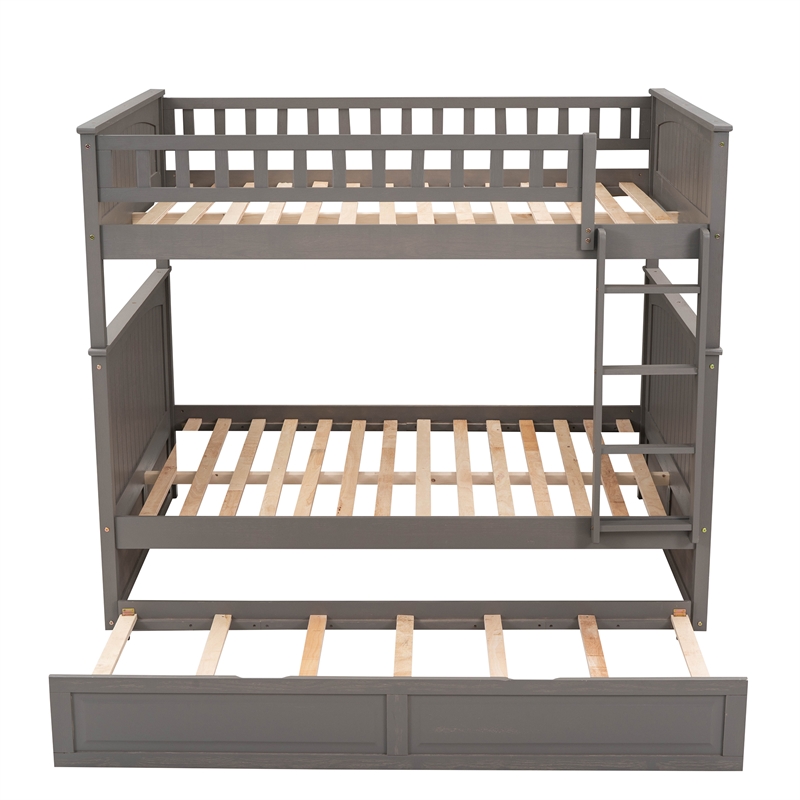 Afuera Living Full-Over-Full Bunk Bed with Twin Trundle in Brushed Gray