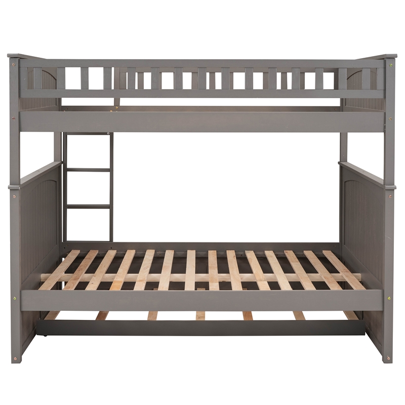 Afuera Living Full-Over-Full Bunk Bed with Twin Trundle in Brushed Gray