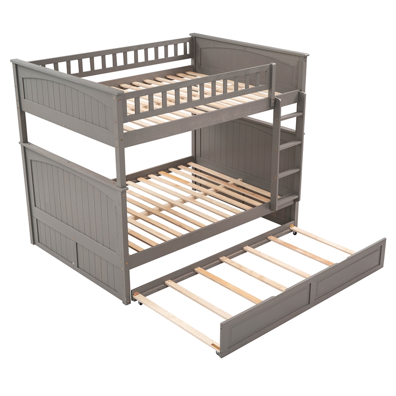 Afuera Living Full-Over-Full Bunk Bed with Twin Trundle in Brushed Gray