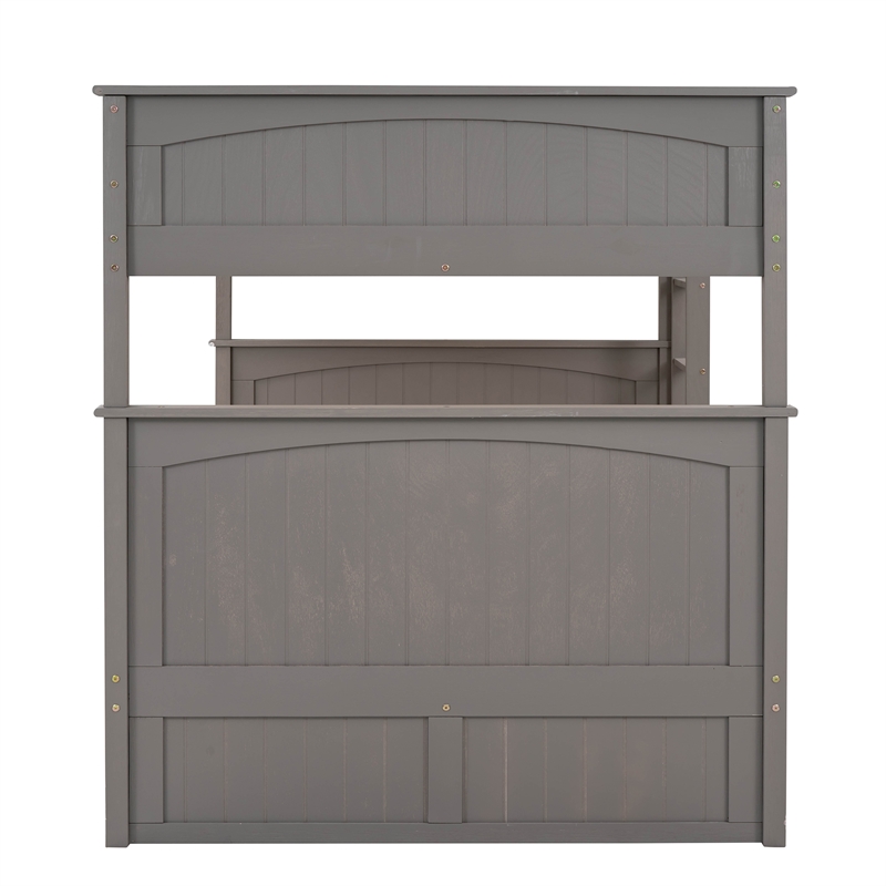 Afuera Living Full-Over-Full Bunk Bed with Twin Trundle in Brushed Gray