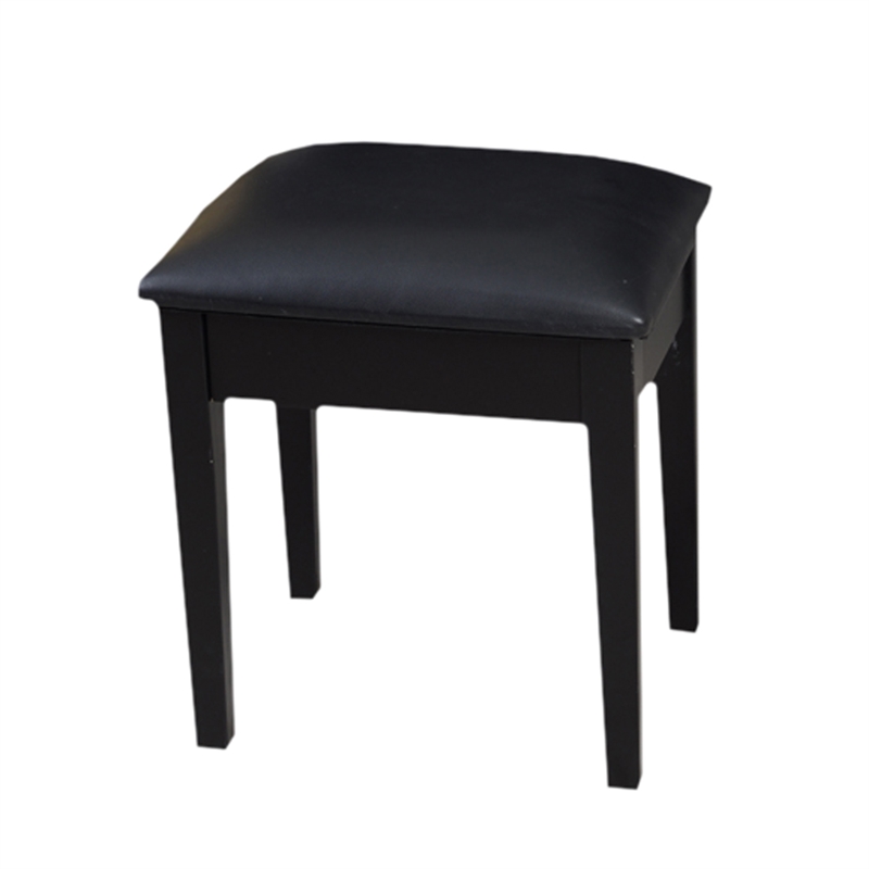 Afuera Living 18-Inch Black Vanity Stool with Flannel Cushion