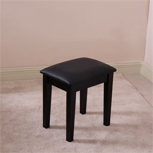 Afuera Living 18-Inch Black Vanity Stool with Flannel Cushion