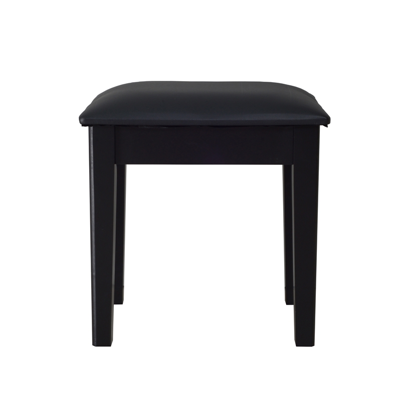 Afuera Living 18-Inch Black Vanity Stool with Flannel Cushion
