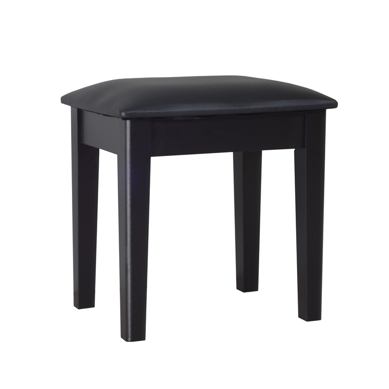 Afuera Living 18-Inch Black Vanity Stool with Flannel Cushion